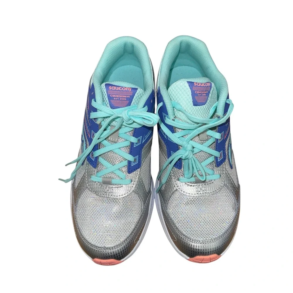 NEW Saucony Cohesion 14 Running Shoes Girls 6M Sneakers Blue Periwinkle SK165555